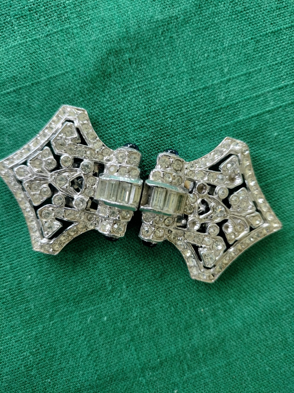 Vintage Rhinestone Shoe Clip Brooch Silver Duet ? (Read)